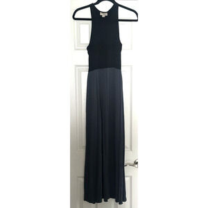 Loft Women’s Long Maxie Summer Dress‎ Black Top Blue Bottom XS Petite Racerback